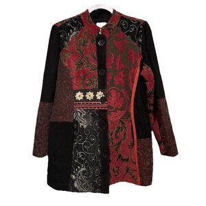 Chico's Jacket Antique Jacquard Mix Topper Mid Length Size M Chico’s 1